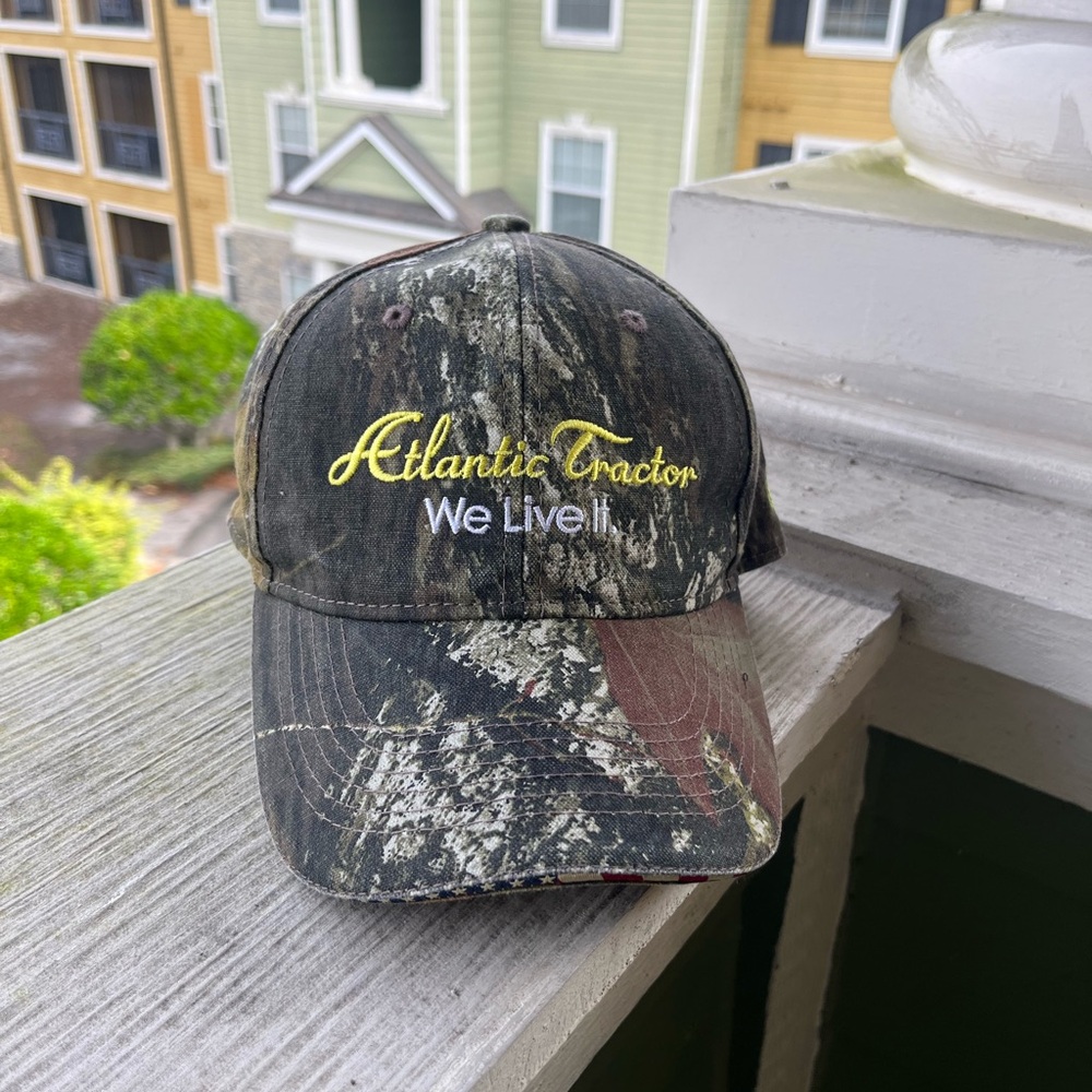 Atlantic Tractor camo baseball hat w/embroidered lettering